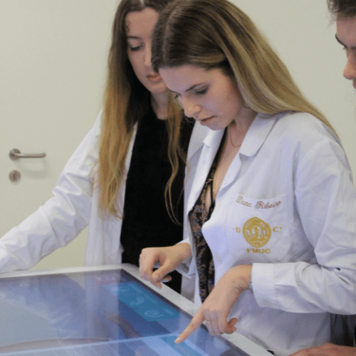 Medical Student practicing with Body Interact virtual patients